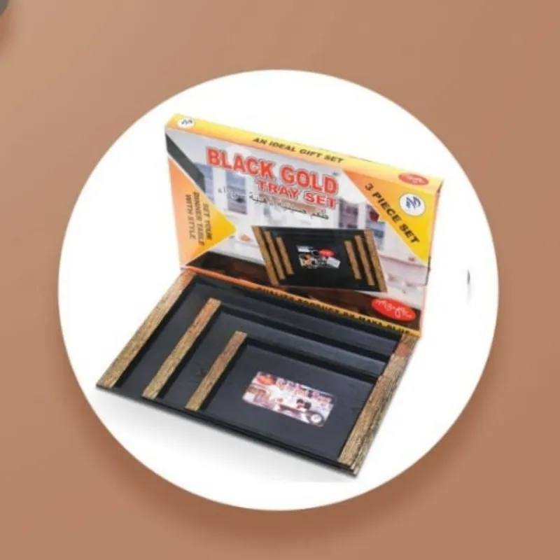 Black Gold Tray Set (Pack of 3)